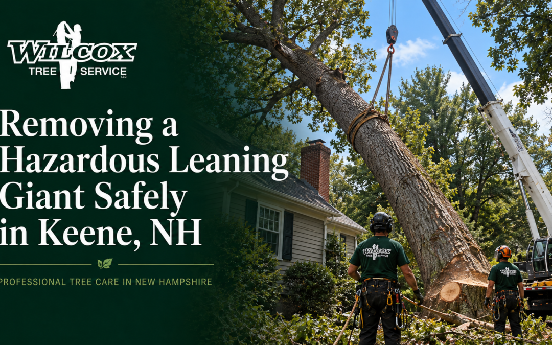 How a Big Leaning Hazard Tree Comes Down Safely in Keene
