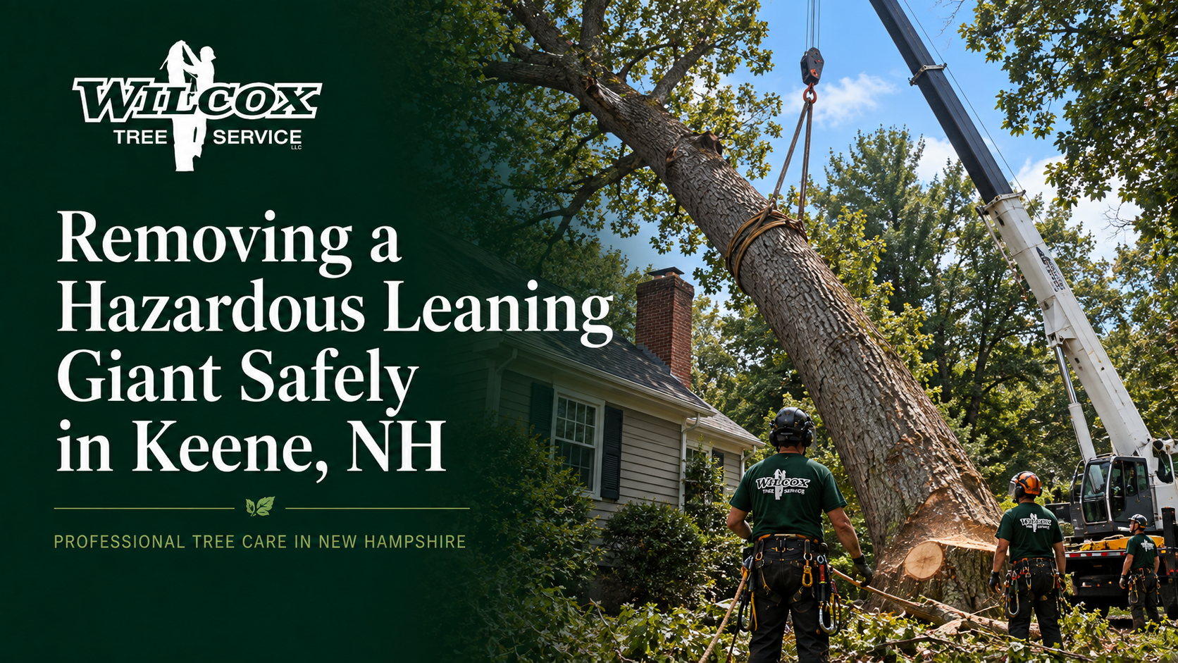 Removing a Hazardous Leaning Giant Safely in Keene, NH