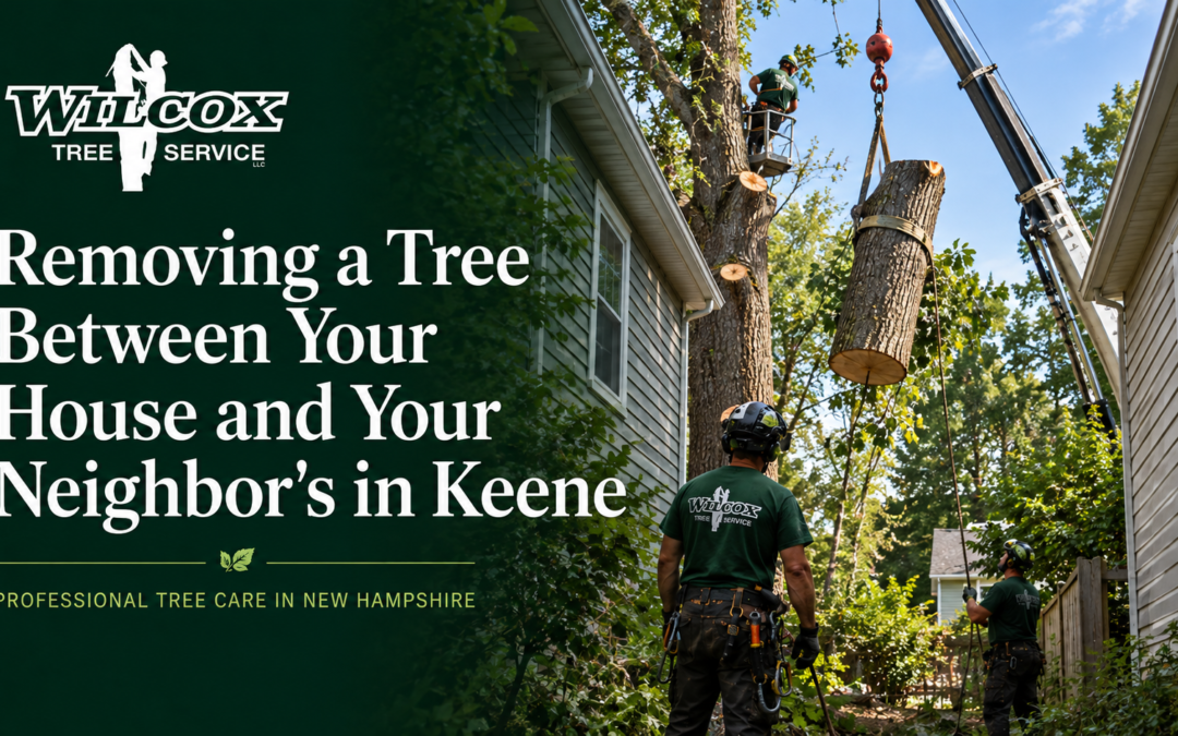 How a Tree Squeezed Between Two Keene Homes Comes Down Safely